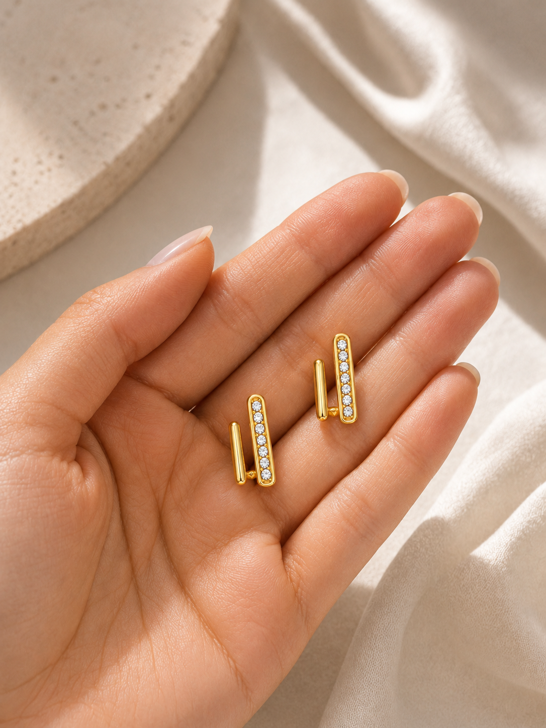 Crystal Bar Stud Earrings