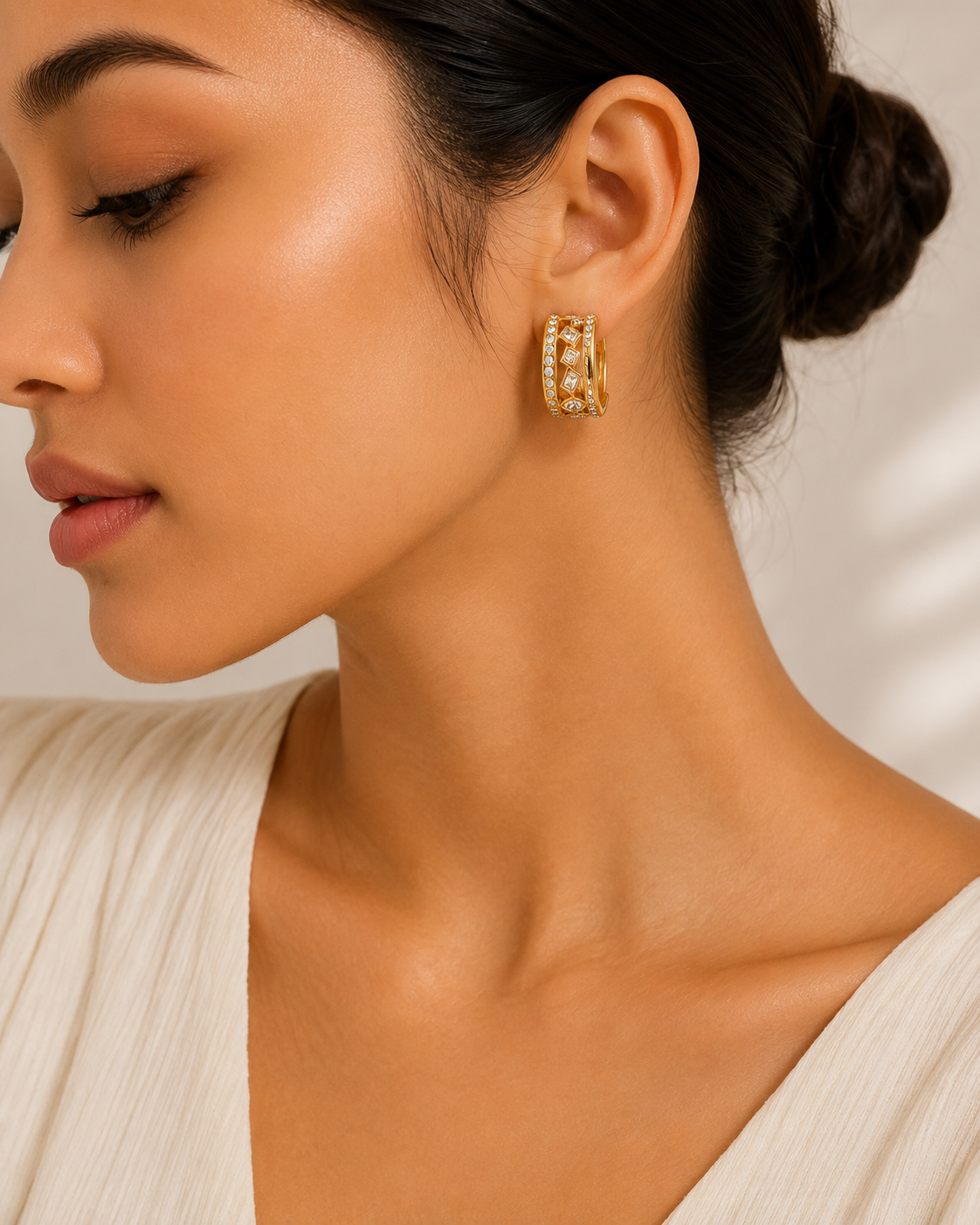 Crystal Lattice Hoop Earrings