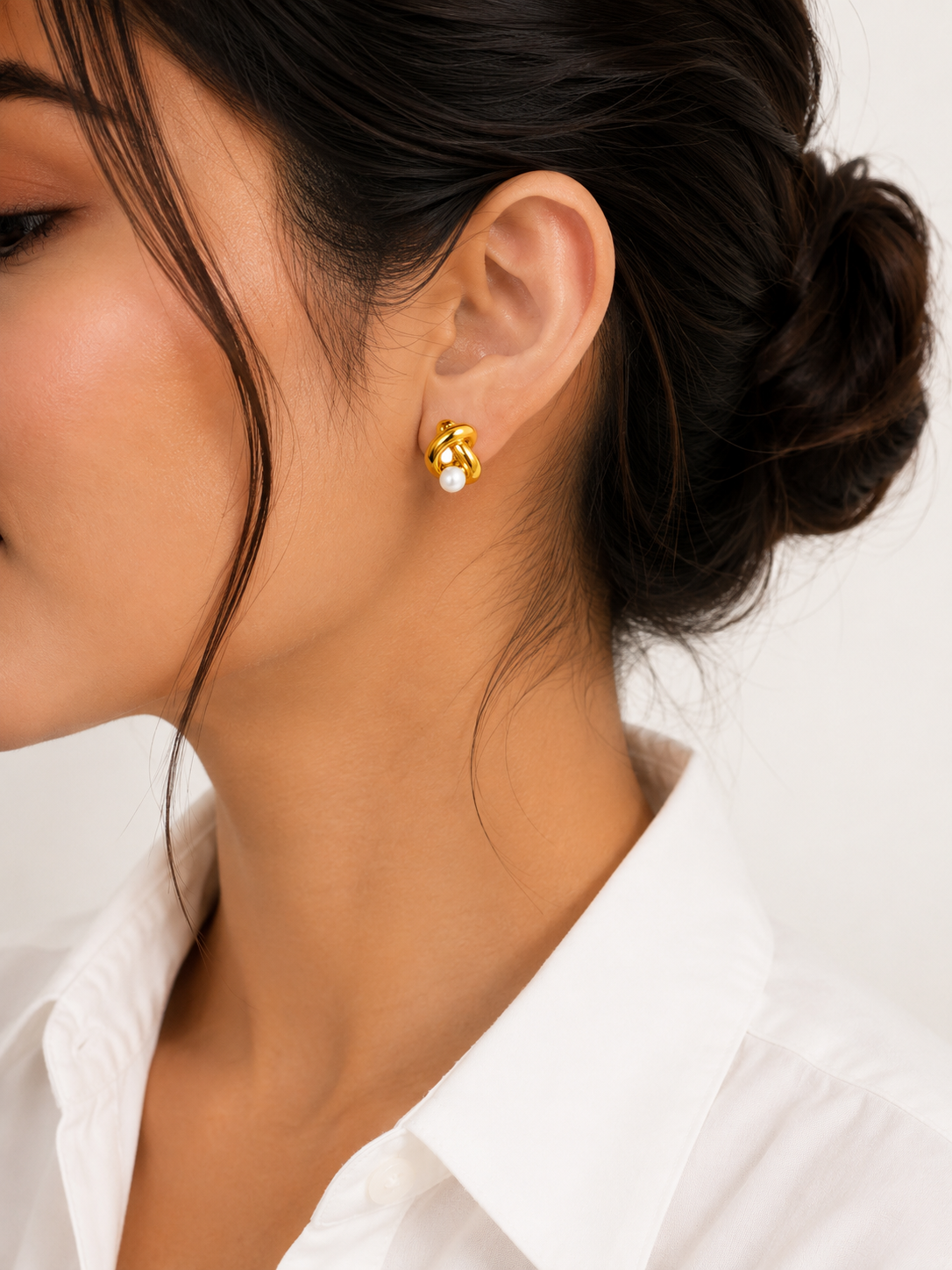 Pearl Knot Stud Earrings