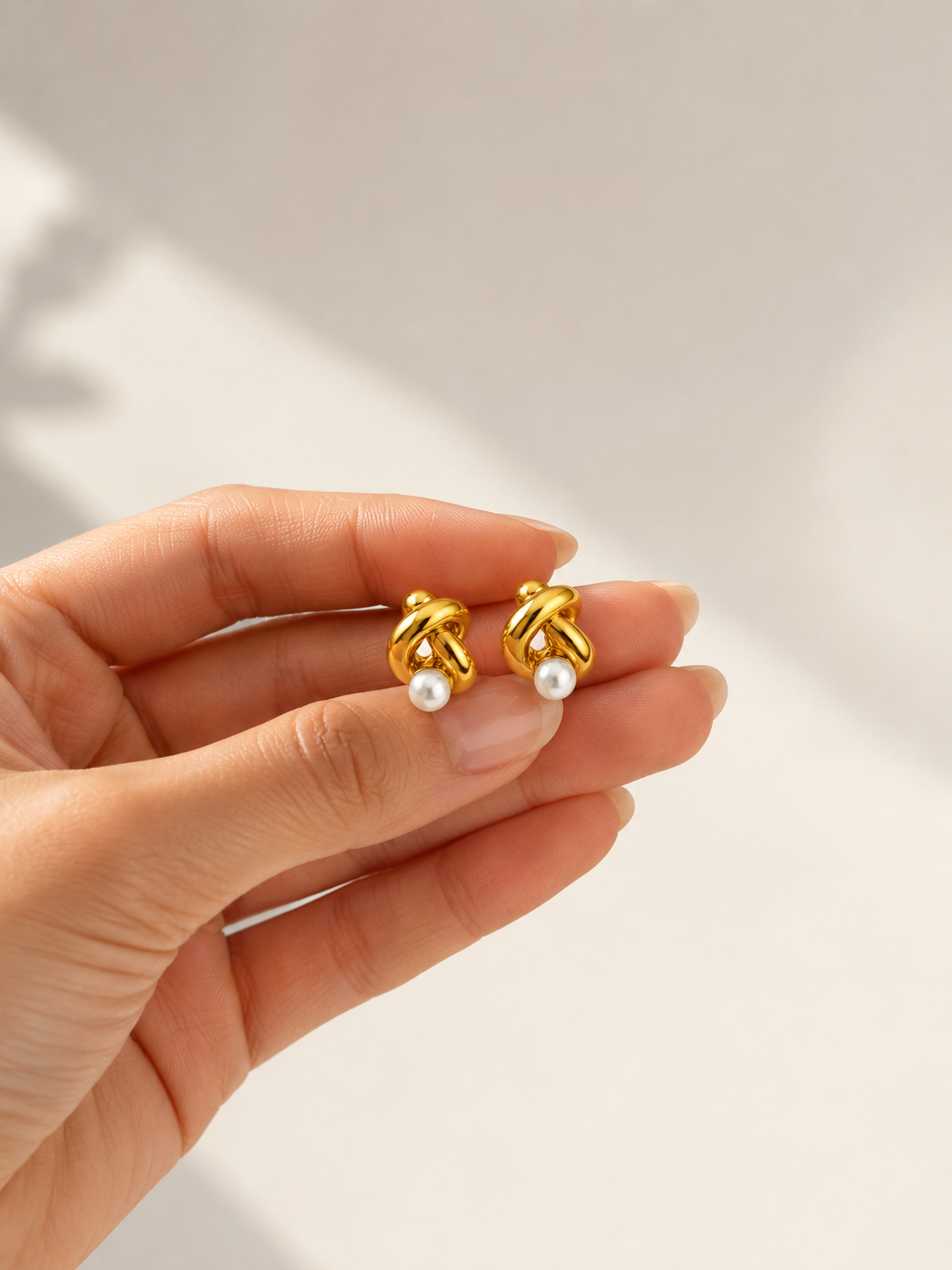 Pearl Knot Stud Earrings