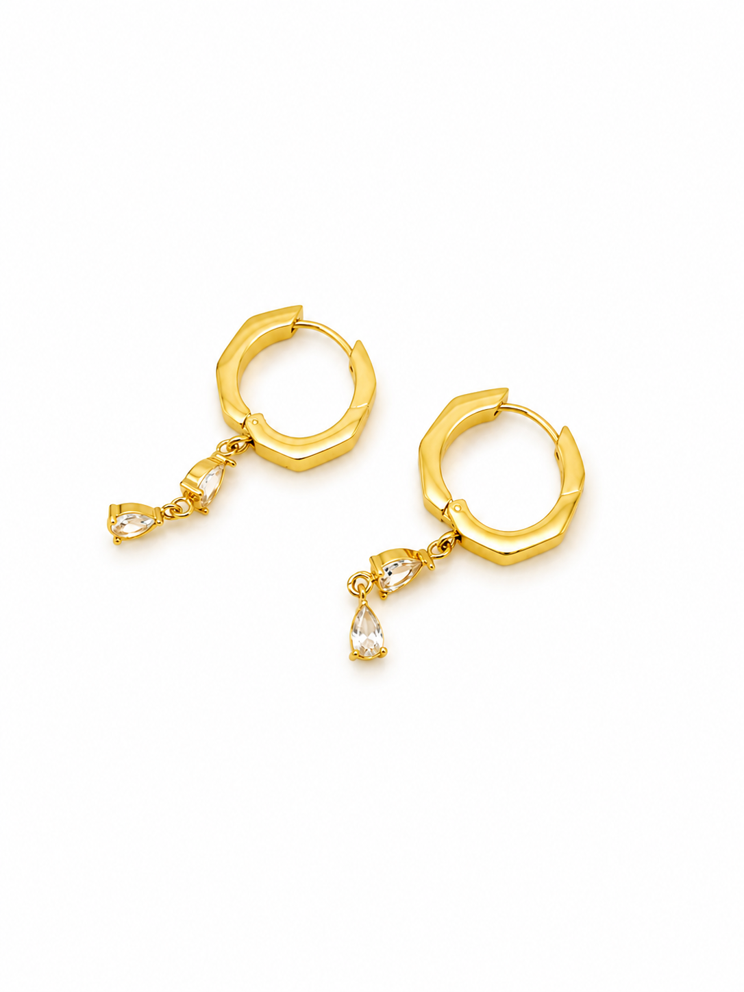 Crystal Drop Huggie Earrings