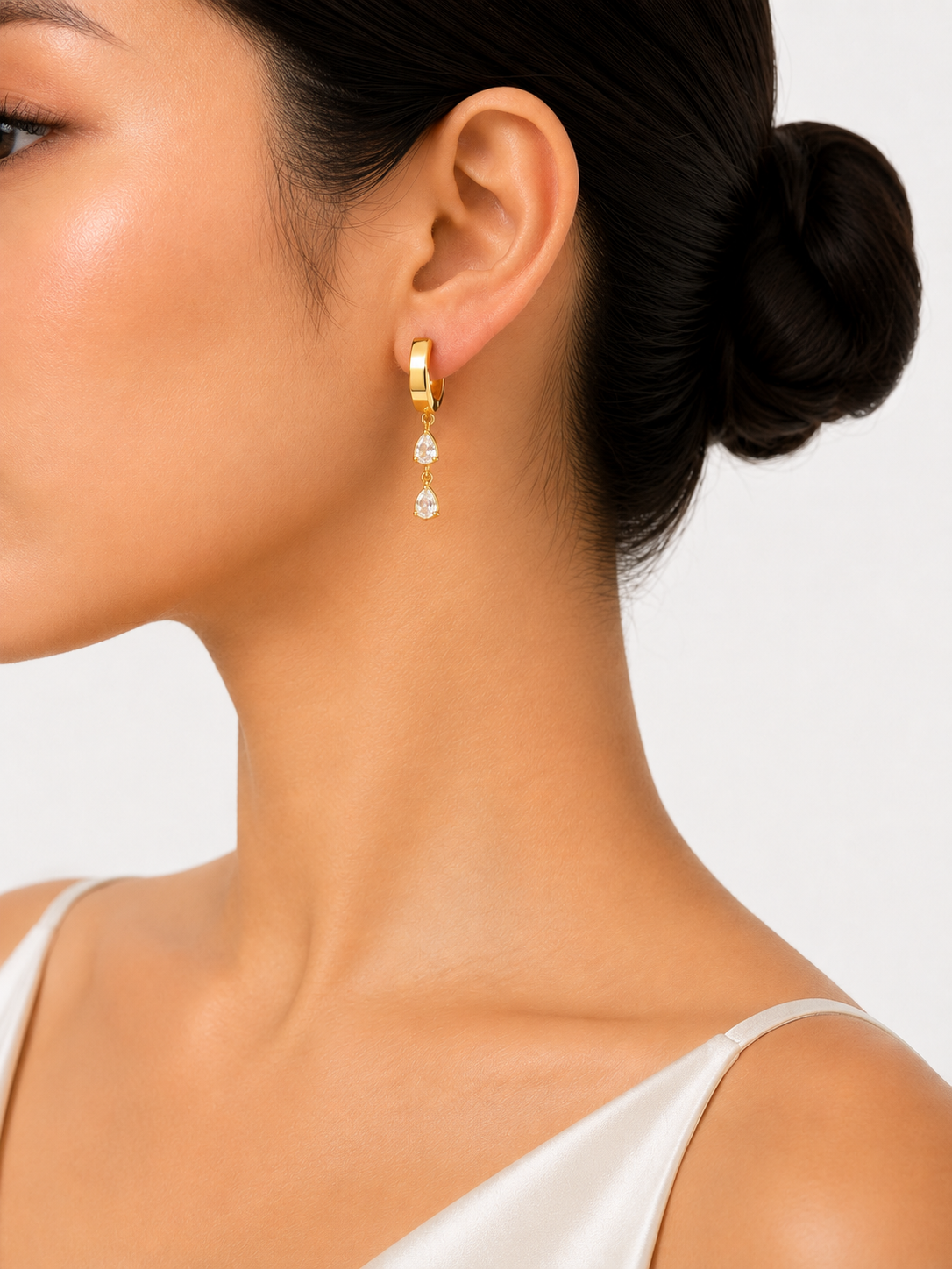 Crystal Drop Huggie Earrings