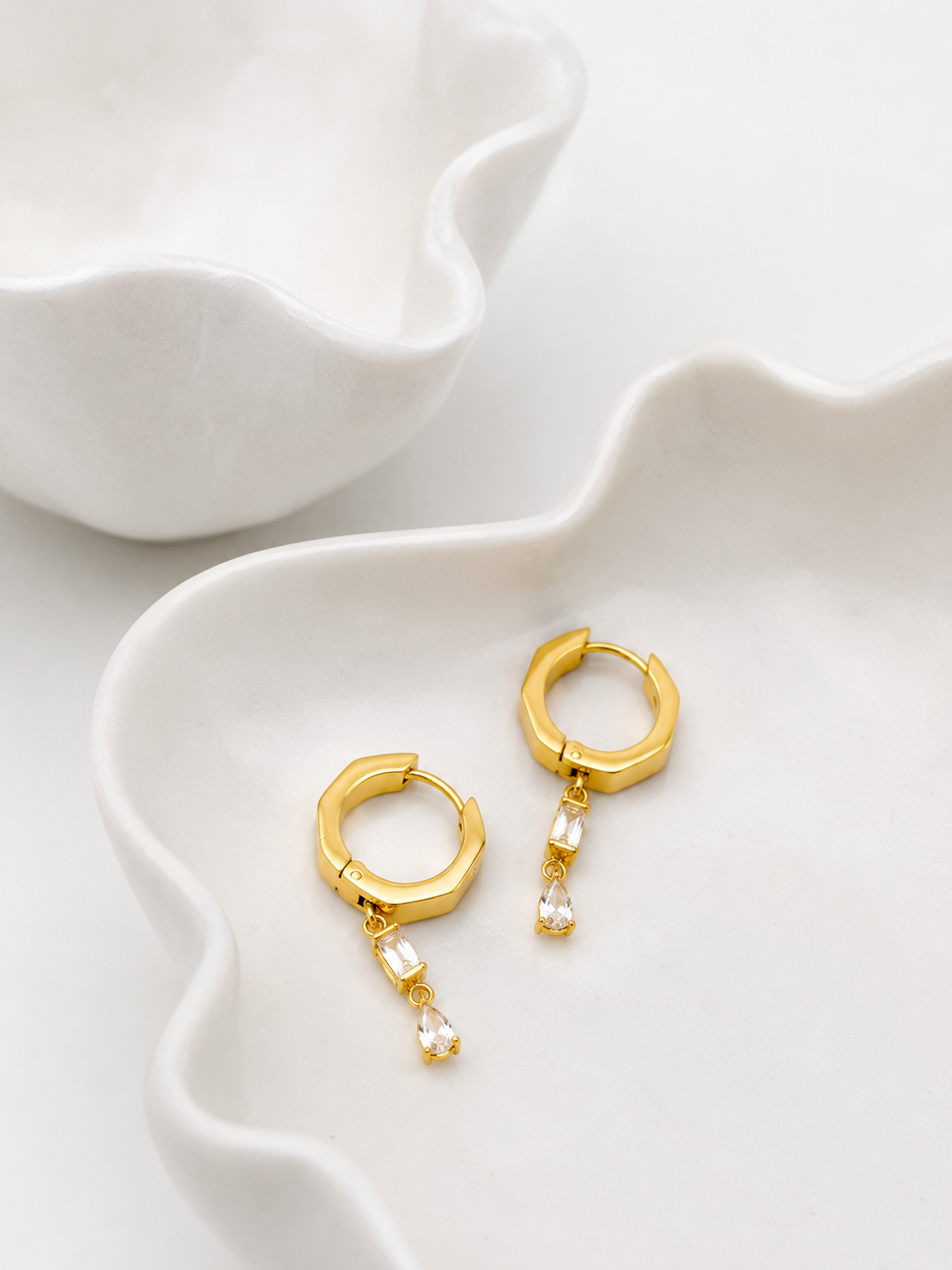 Crystal Drop Huggie Earrings