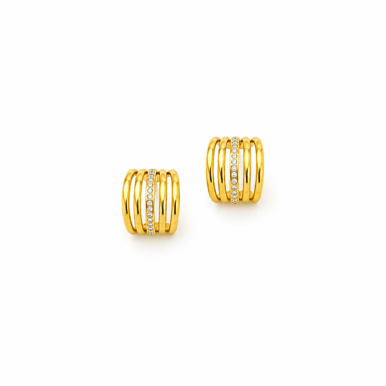 Multi-Band Crystal Hoop Earrings