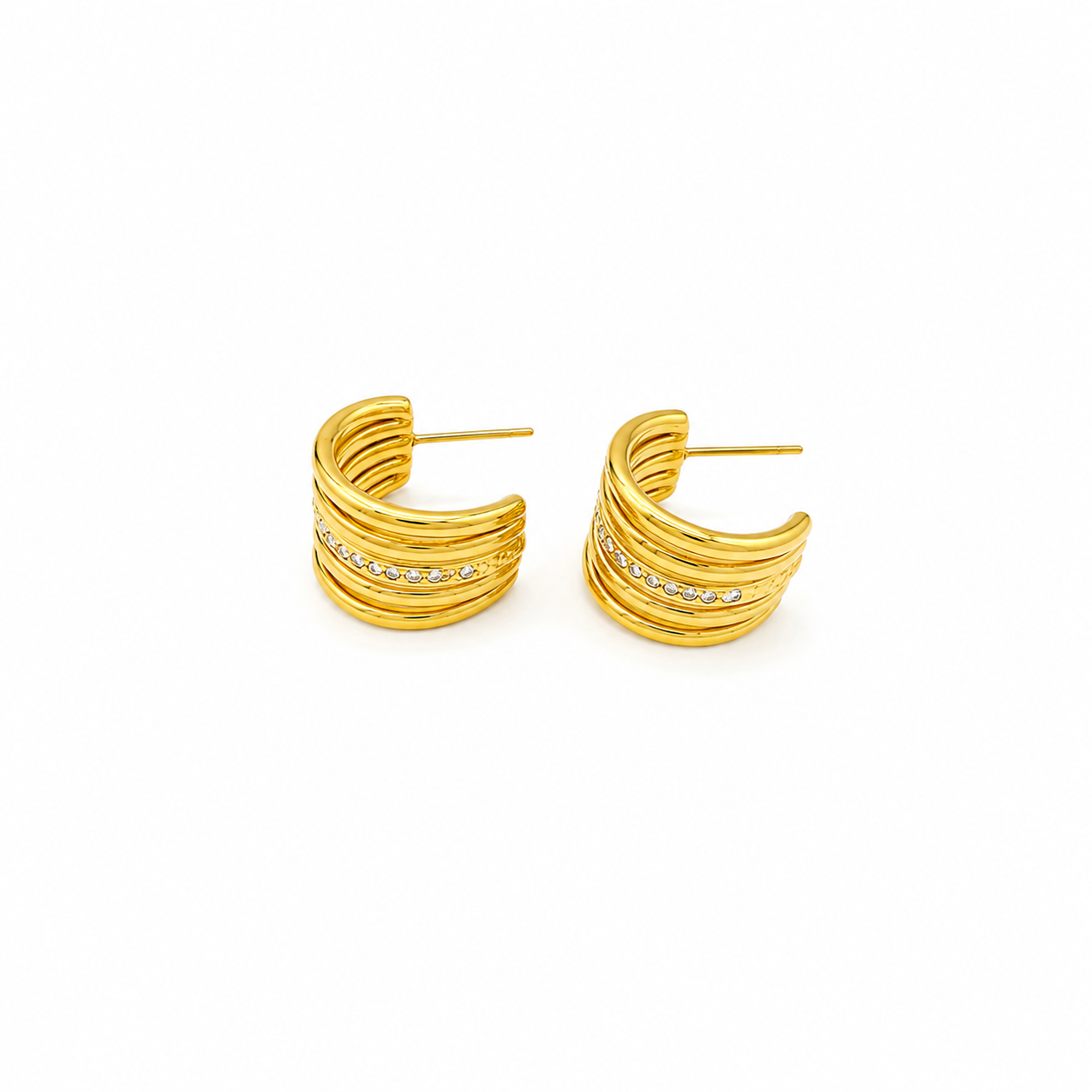 Multi-Band Crystal Hoop Earrings