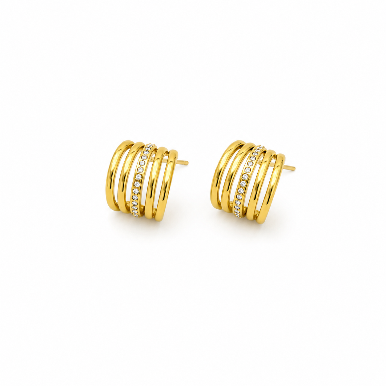 Multi-Band Crystal Hoop Earrings