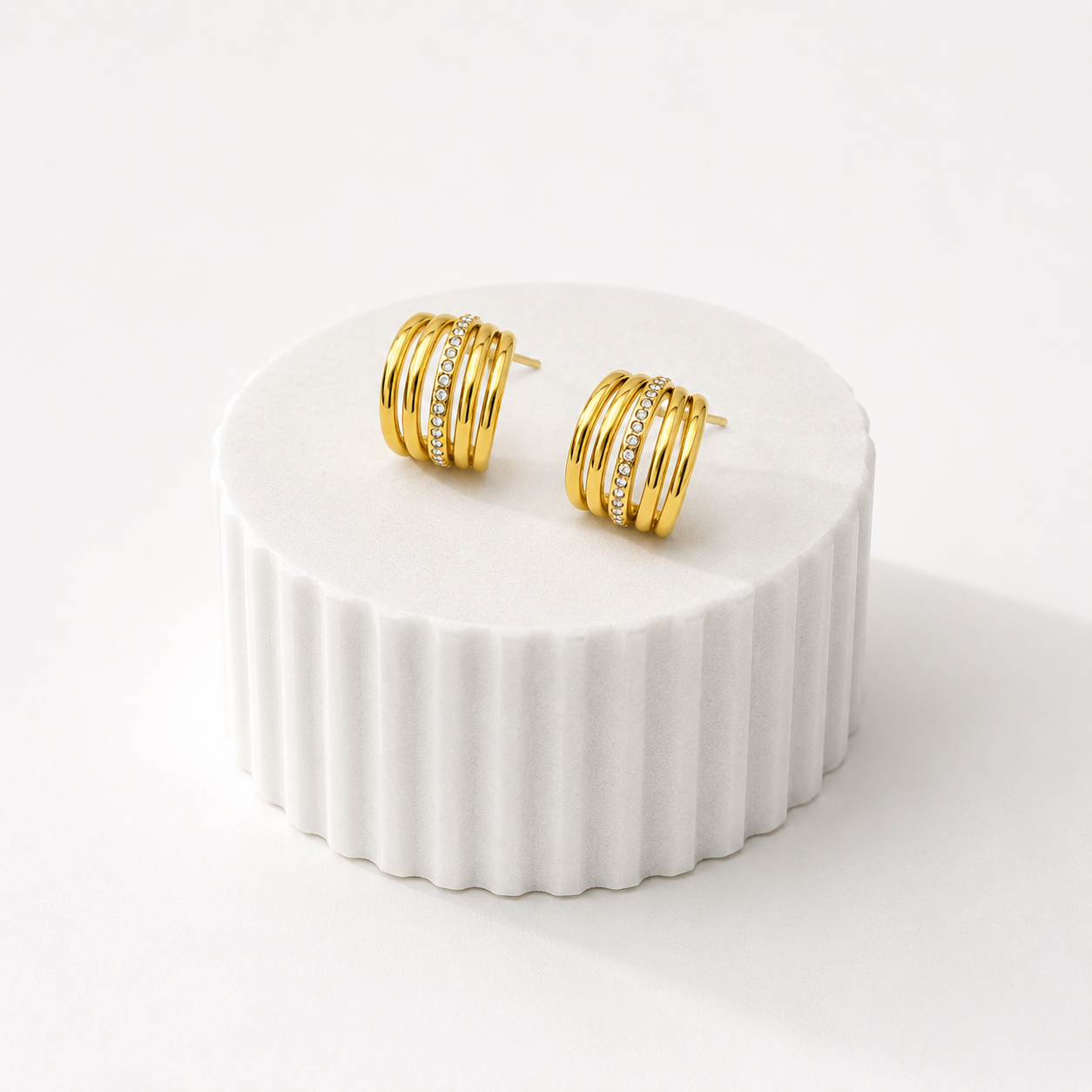 Multi-Band Crystal Hoop Earrings