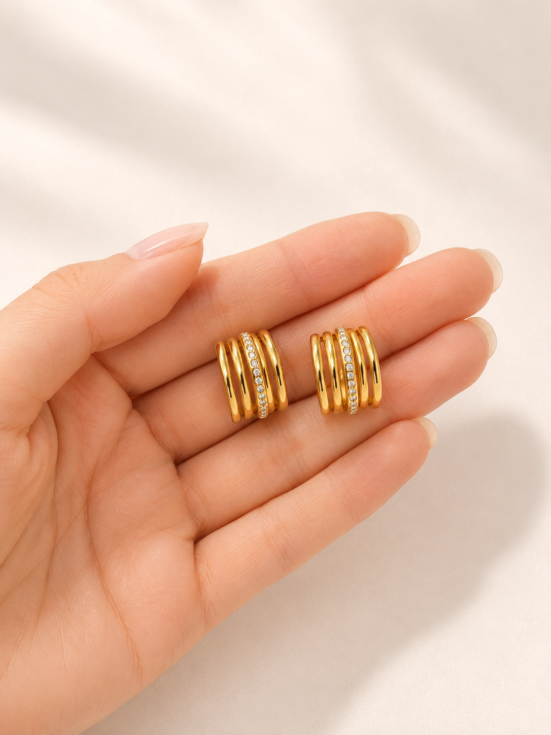 Multi-Band Crystal Hoop Earrings