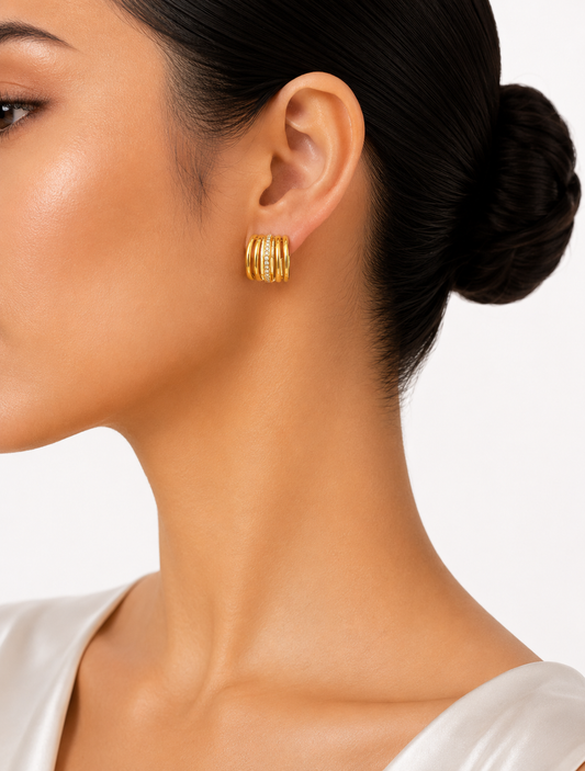 Multi-Band Crystal Hoop Earrings
