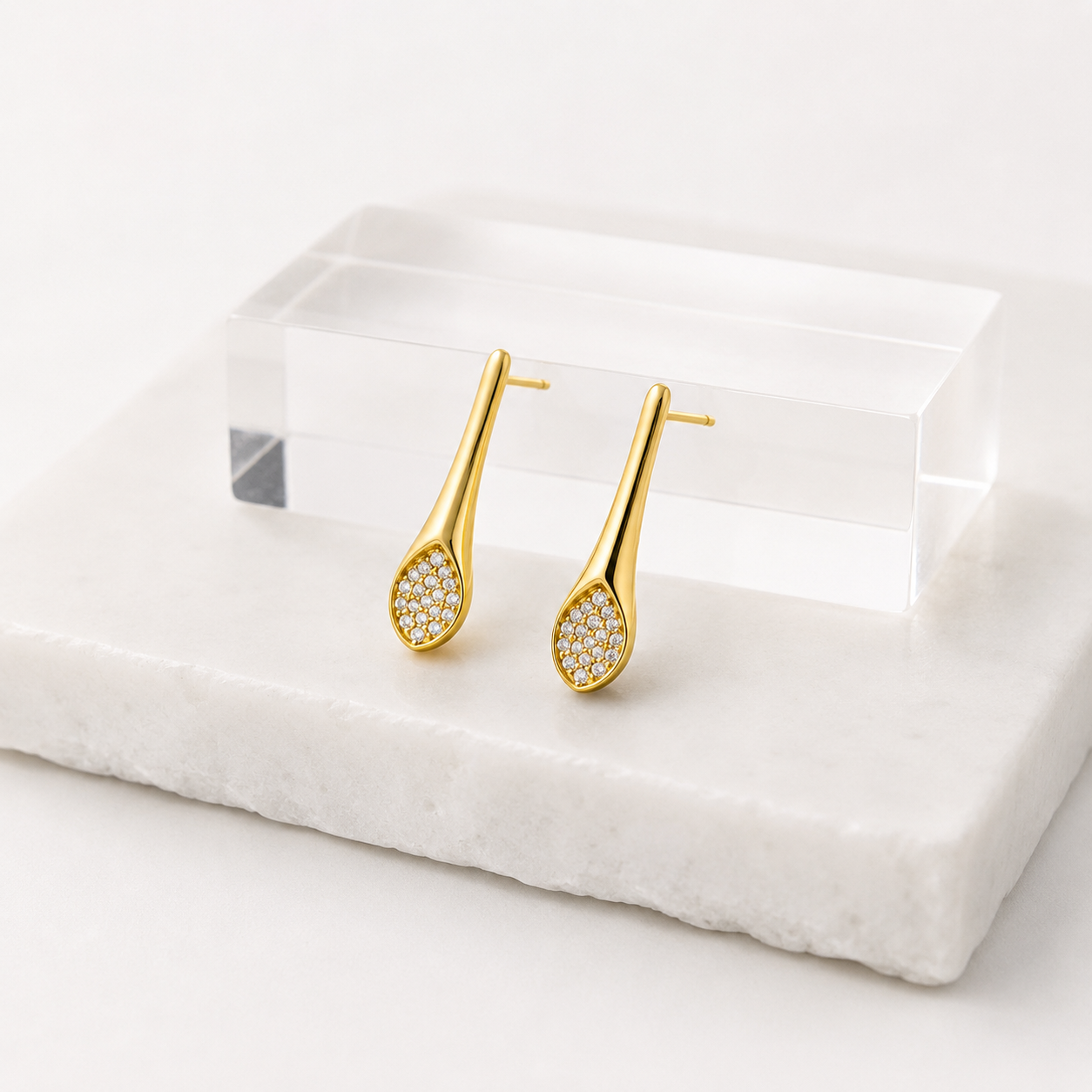 Pavé Teardrop Stud Earrings