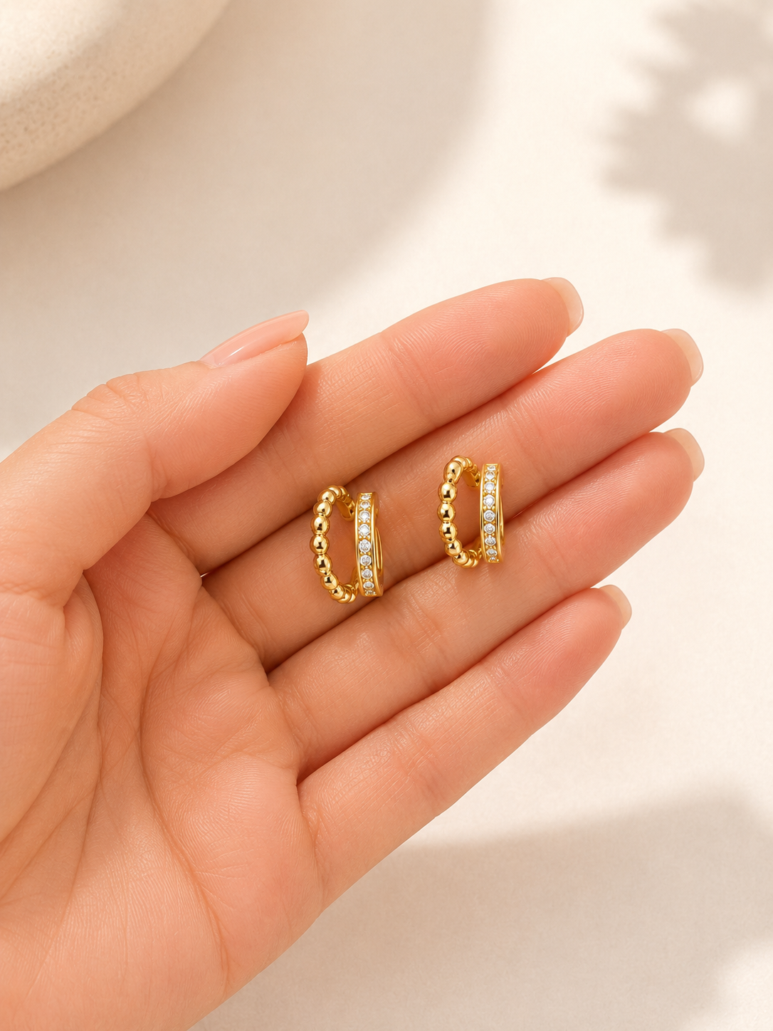 Dual Hoop Crystal Earrings