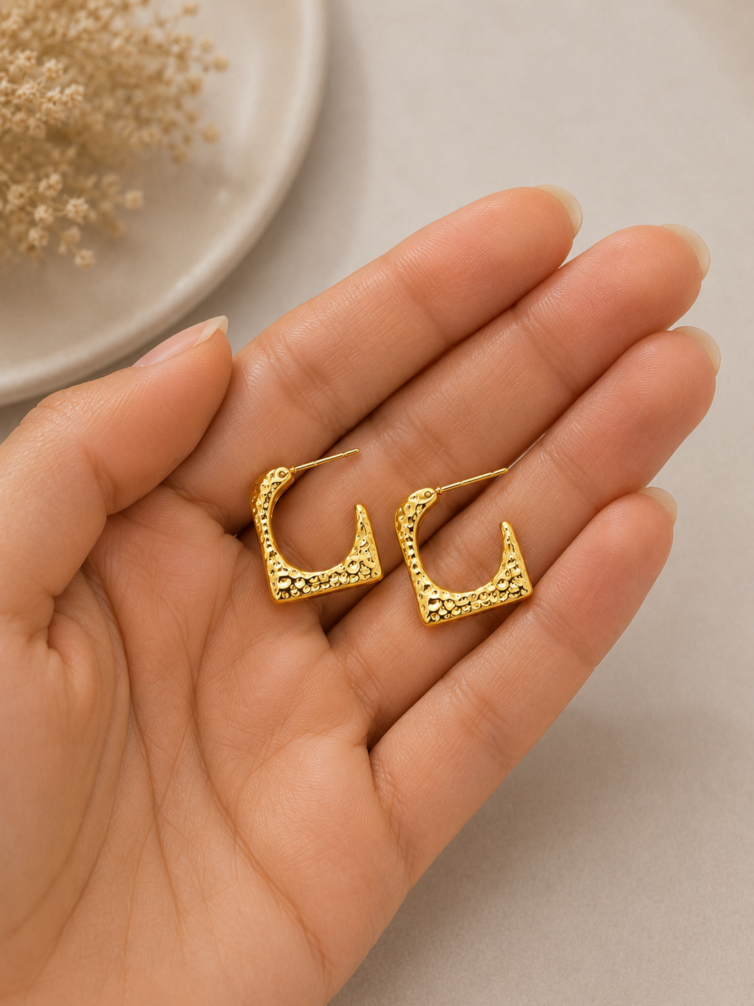 Textured Square Hoops
