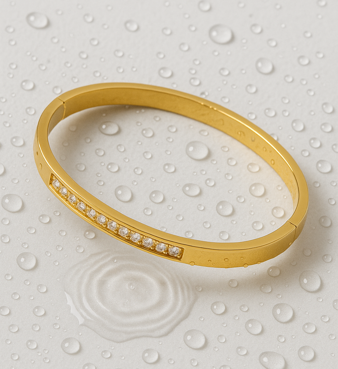 Sleek Gold Bangle with Crystal Accents