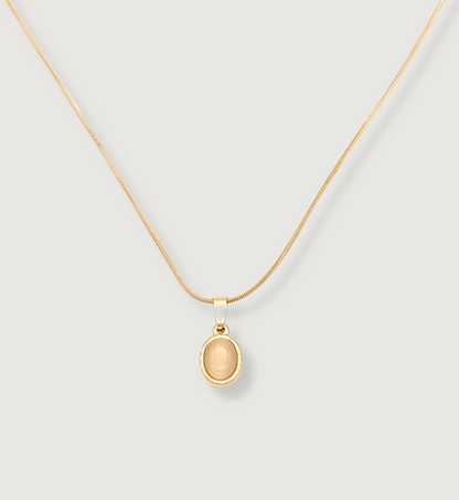 Beige Oval Stone Pendant