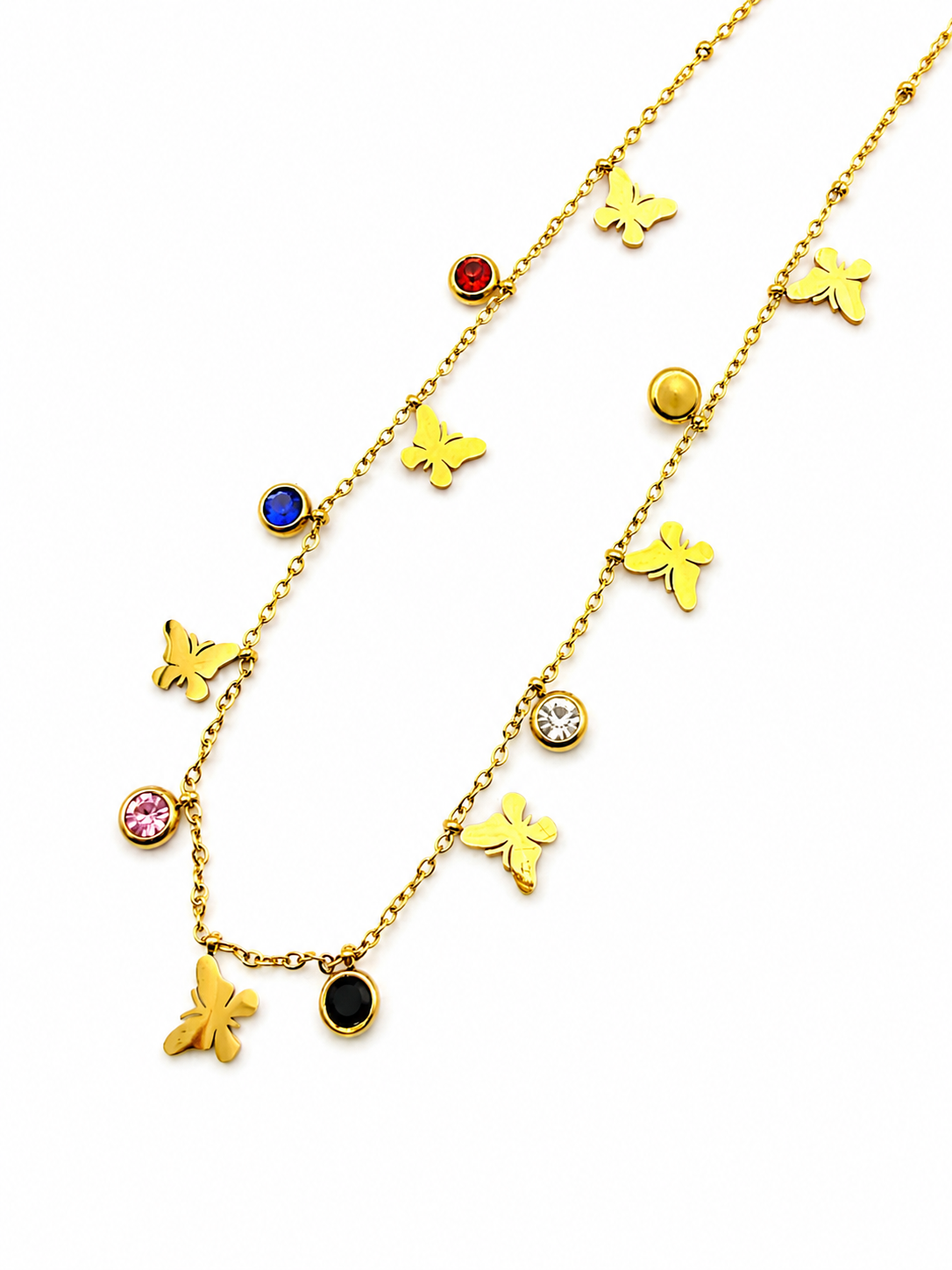 Butterfly & Multicolor Charm Necklace