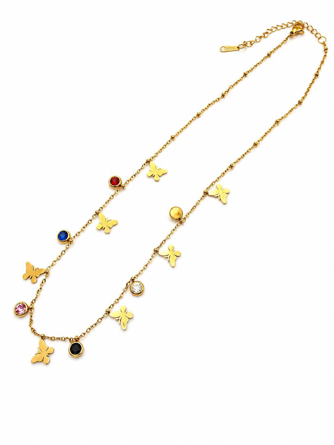 Butterfly & Multicolor Charm Necklace