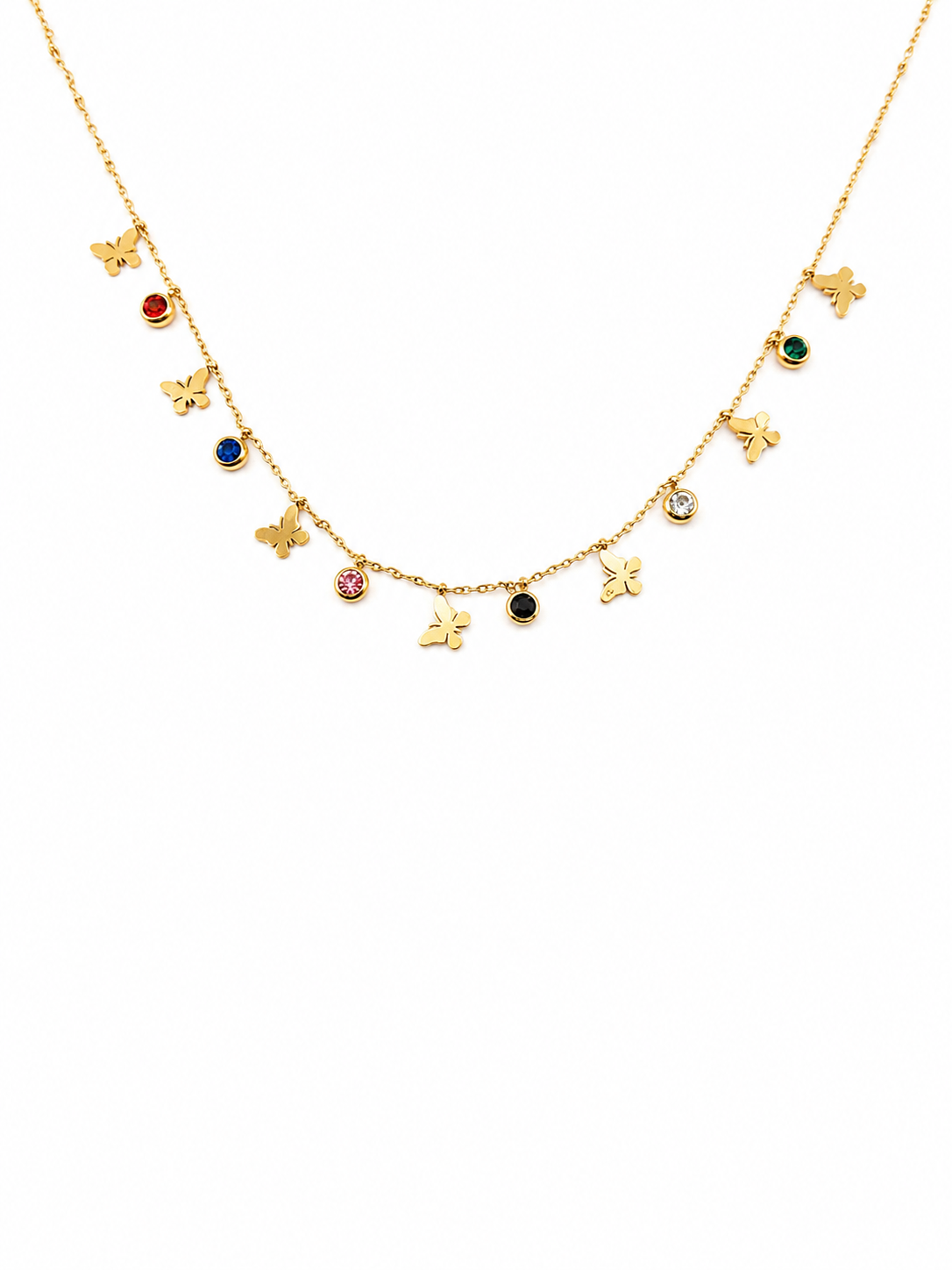 Butterfly & Multicolor Charm Necklace