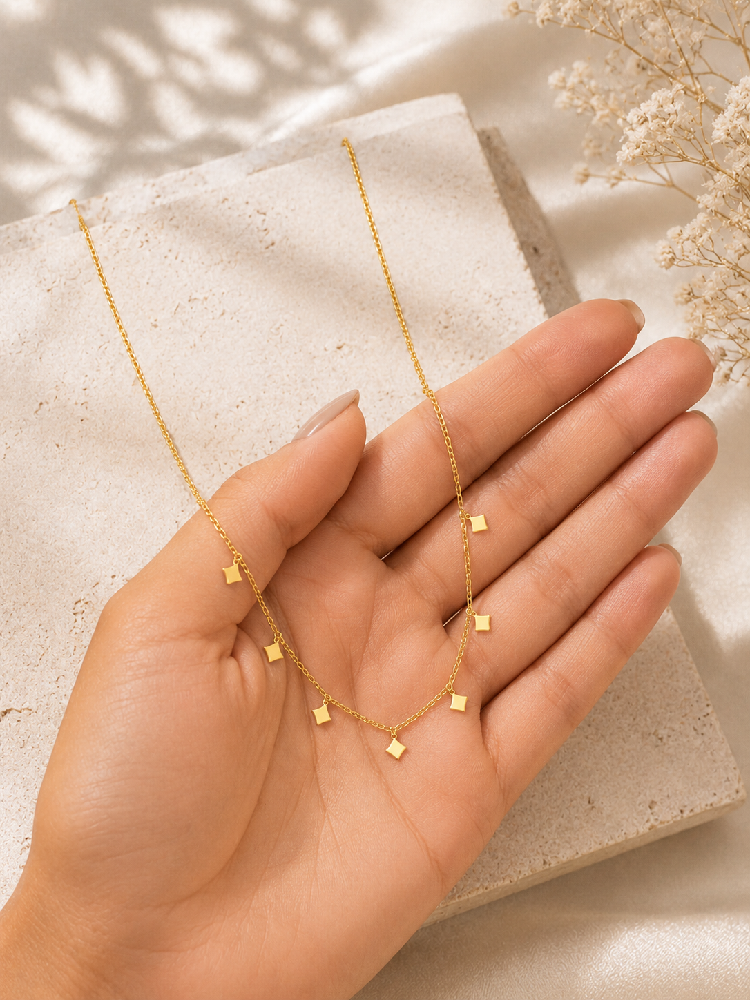 Minimal Square Charm Necklace