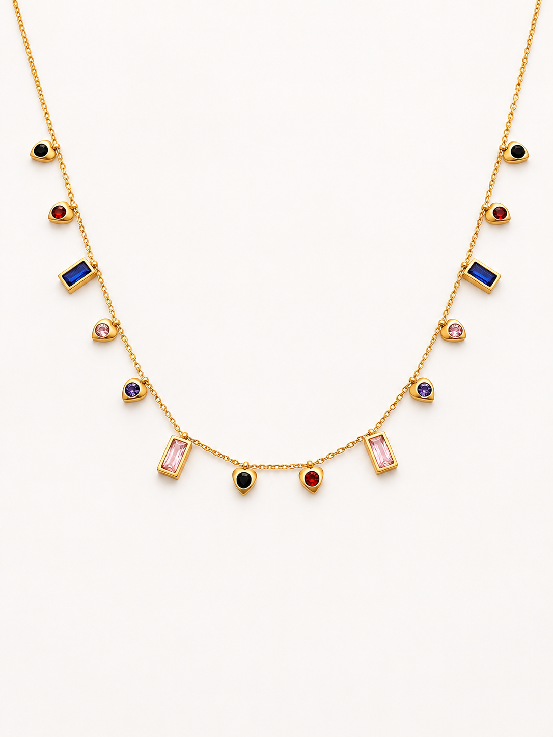 Geometric Gem Charm Necklace