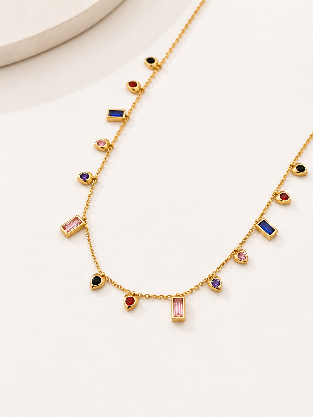 Geometric Gem Charm Necklace