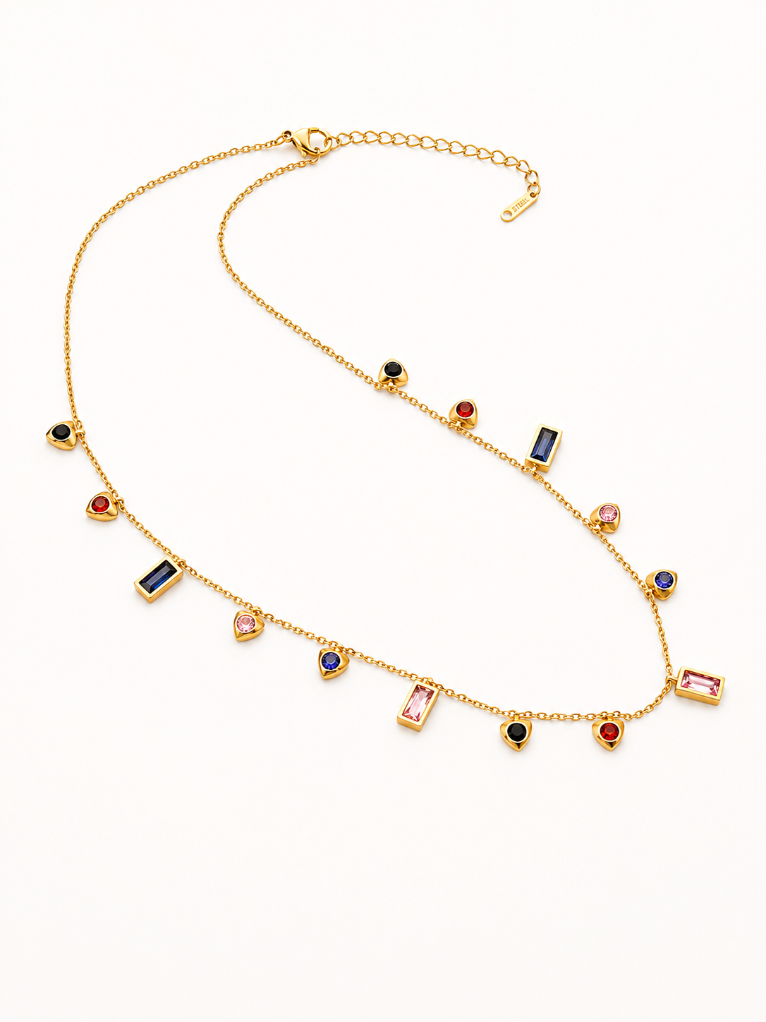 Geometric Gem Charm Necklace