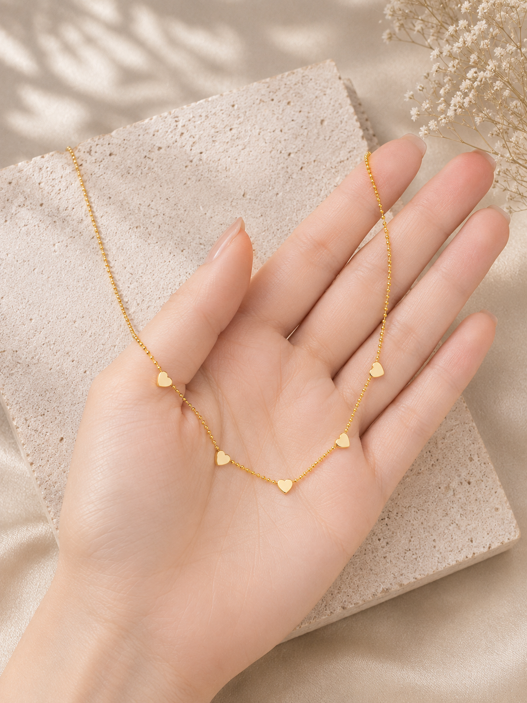 Dainty Heart Station Necklace
