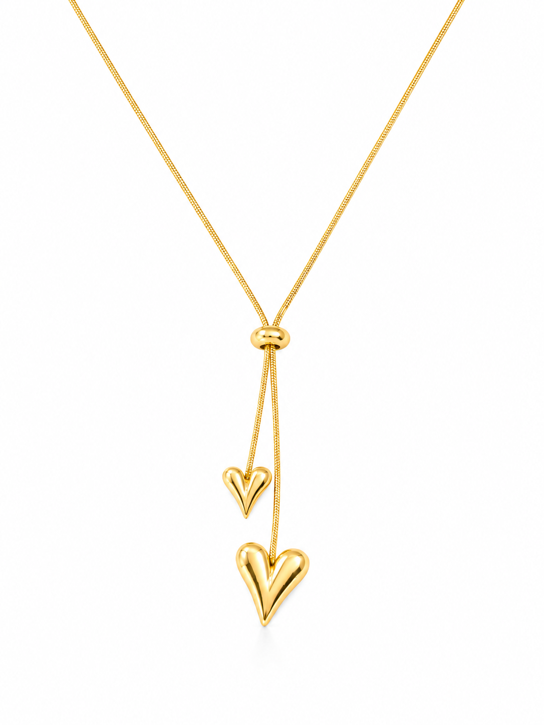 Golden Heart Lariat Necklace