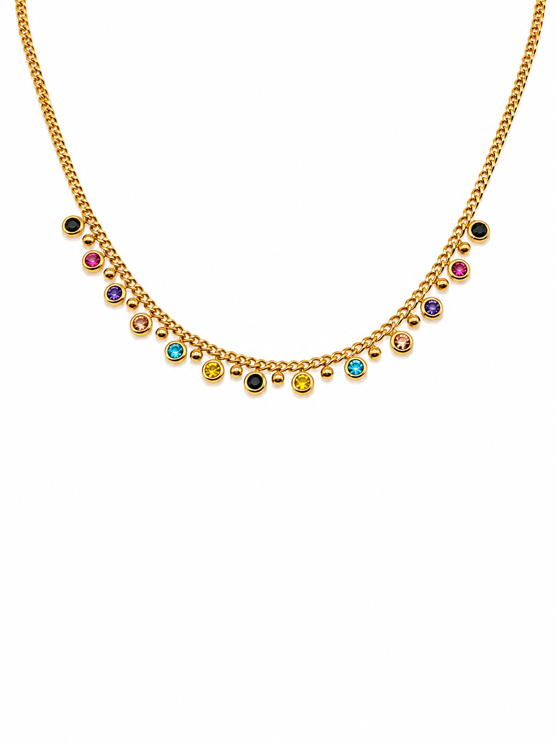 Multicolor Crystal Charm Necklace