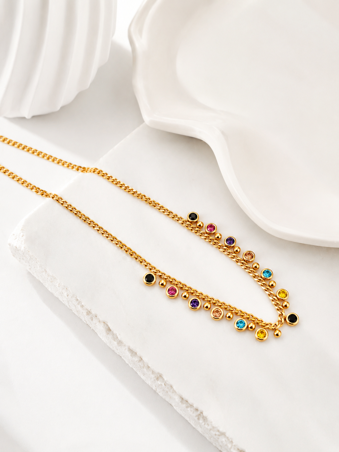 Multicolor Crystal Charm Necklace
