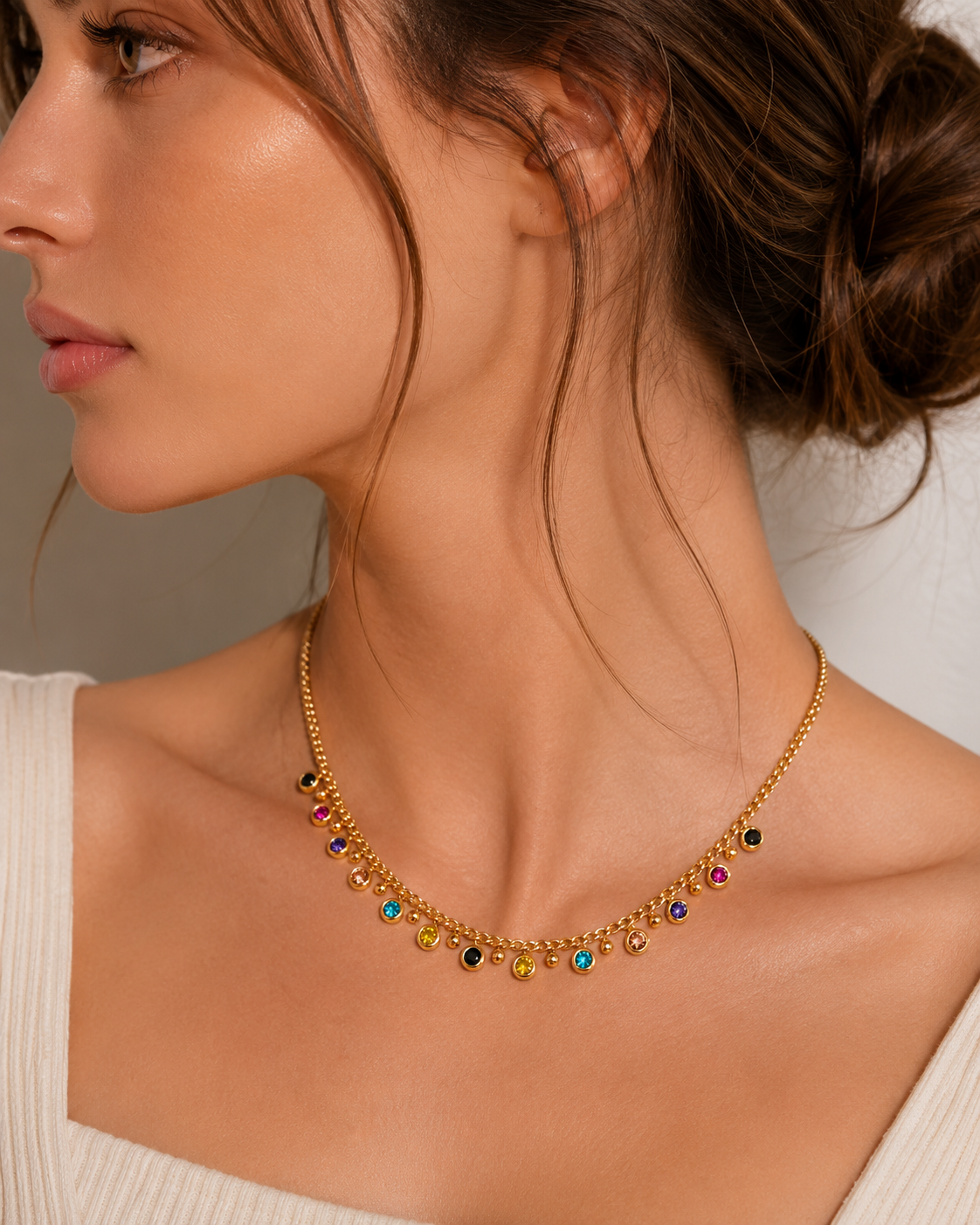 Multicolor Crystal Charm Necklace