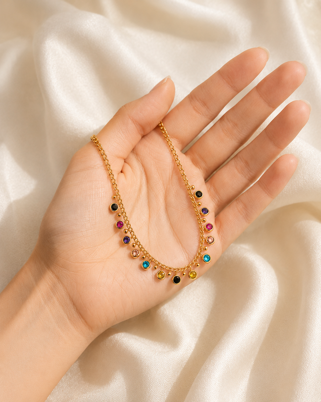 Multicolor Crystal Charm Necklace
