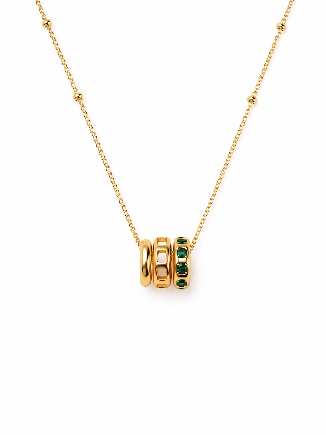 Emerald Triple Charm Necklace