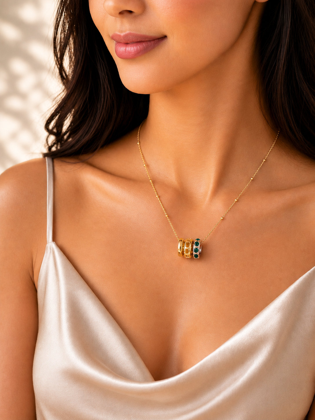 Emerald Triple Charm Necklace