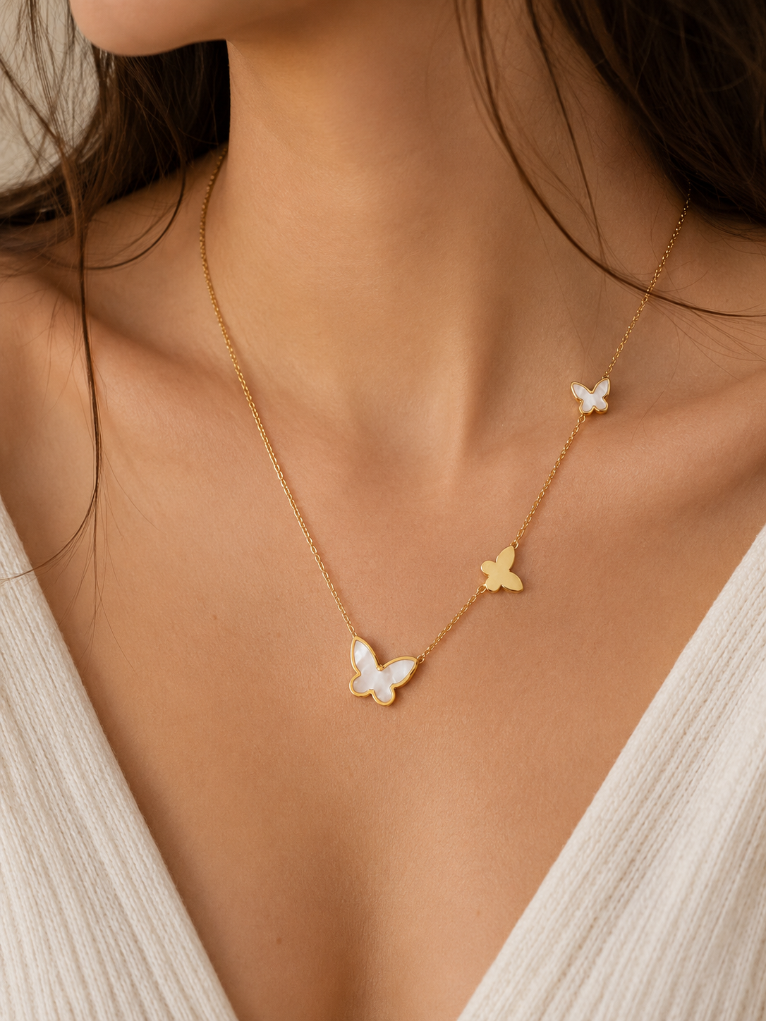 Mother of Pearl Butterfly Necklace