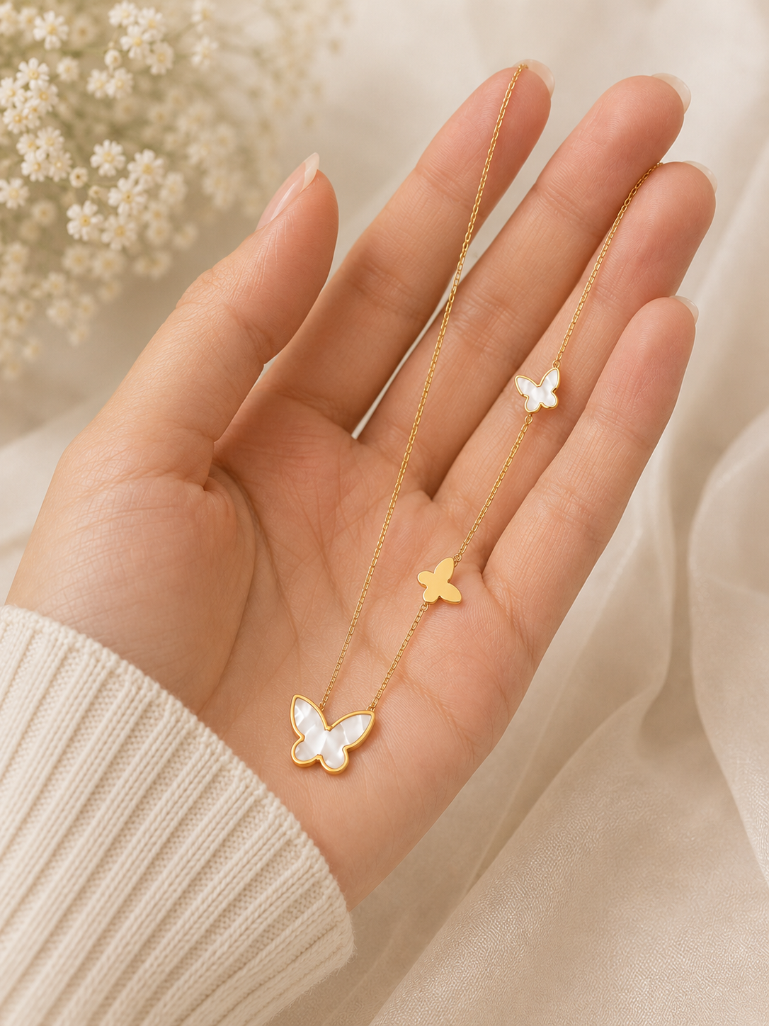Mother of Pearl Butterfly Necklace