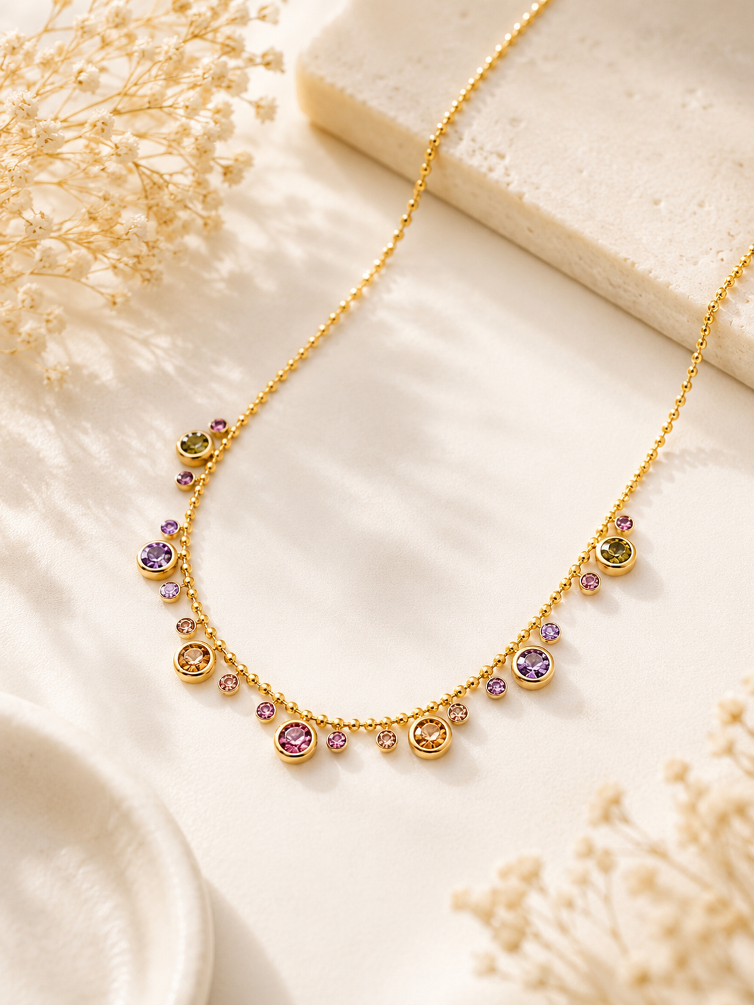 Multicolor Crystal Drop Necklace