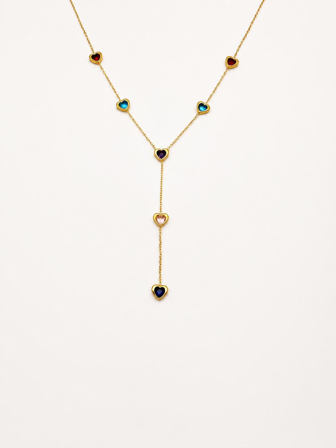 Rainbow Heart Lariat Necklace