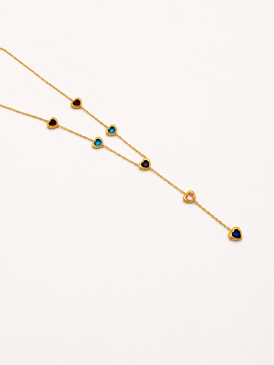 Rainbow Heart Lariat Necklace