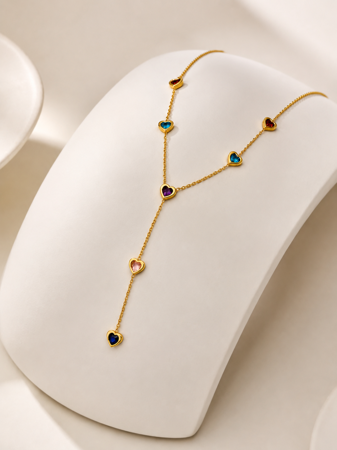 Rainbow Heart Lariat Necklace