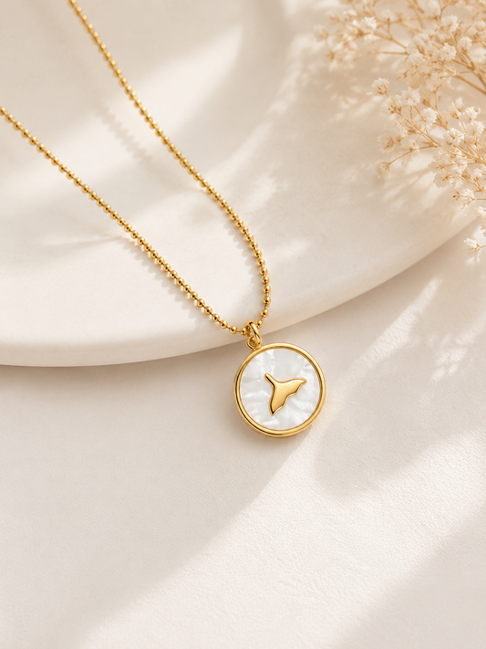 Mother of Pearl Whale Charm Pendant