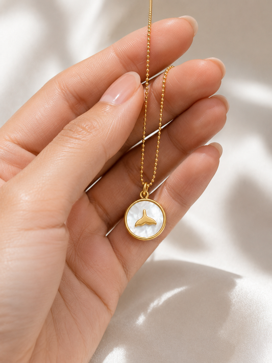 Mother of Pearl Whale Charm Pendant