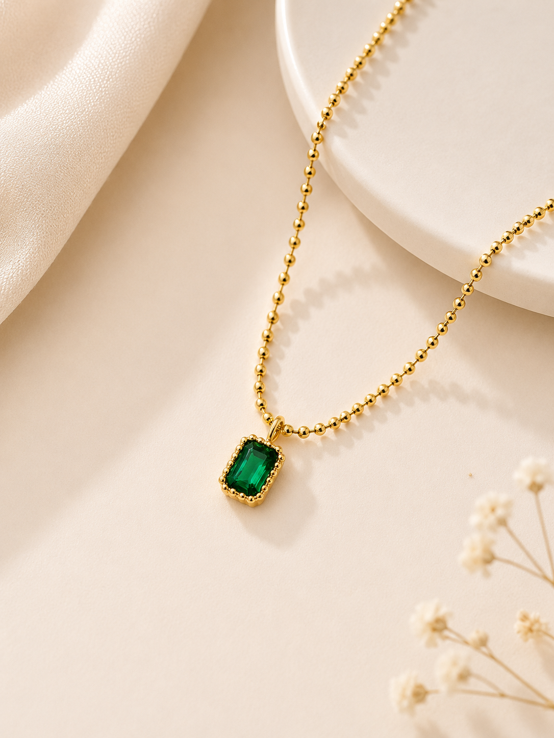 Emerald Cut Green Pendant