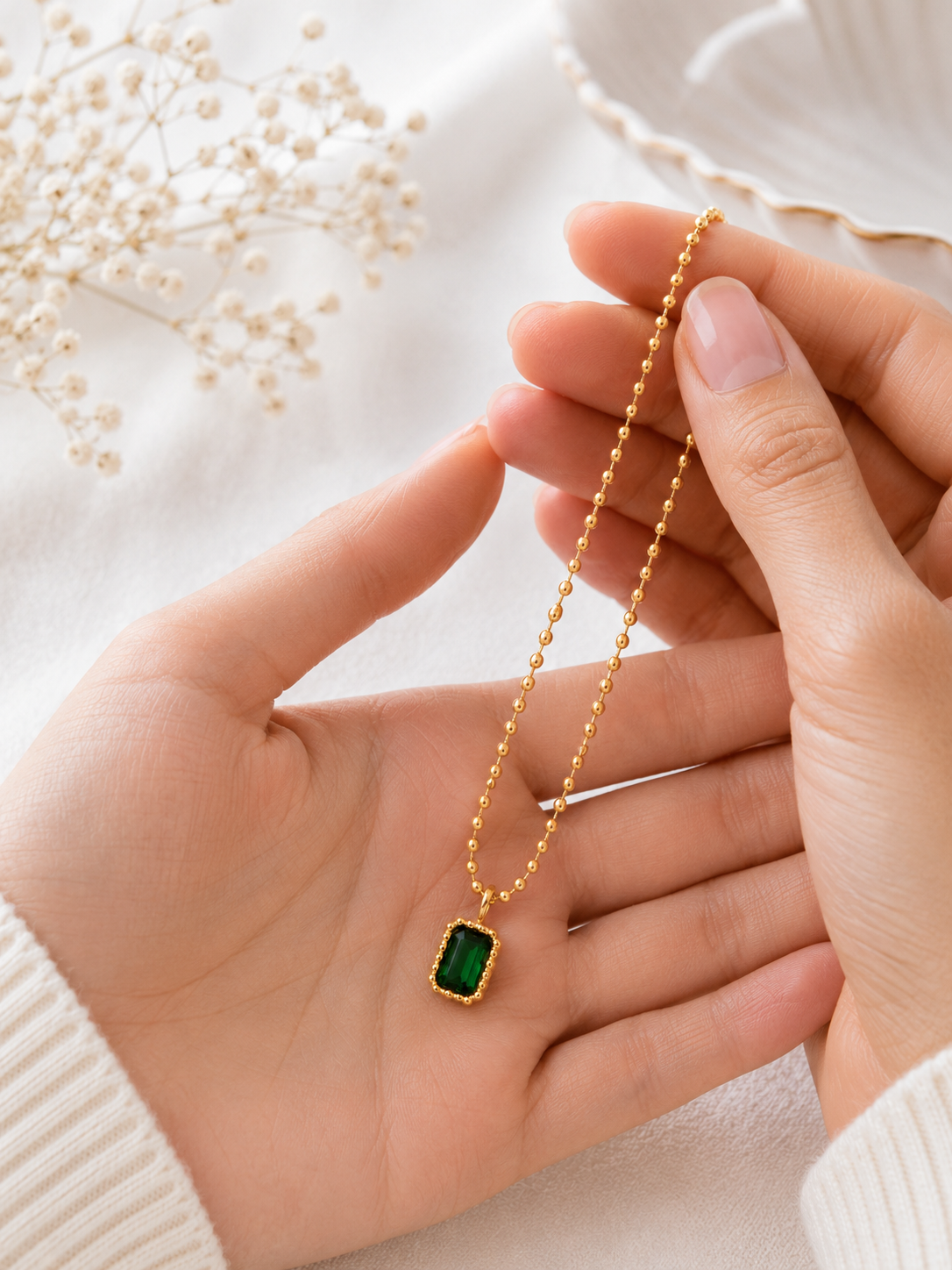 Emerald Cut Green Pendant