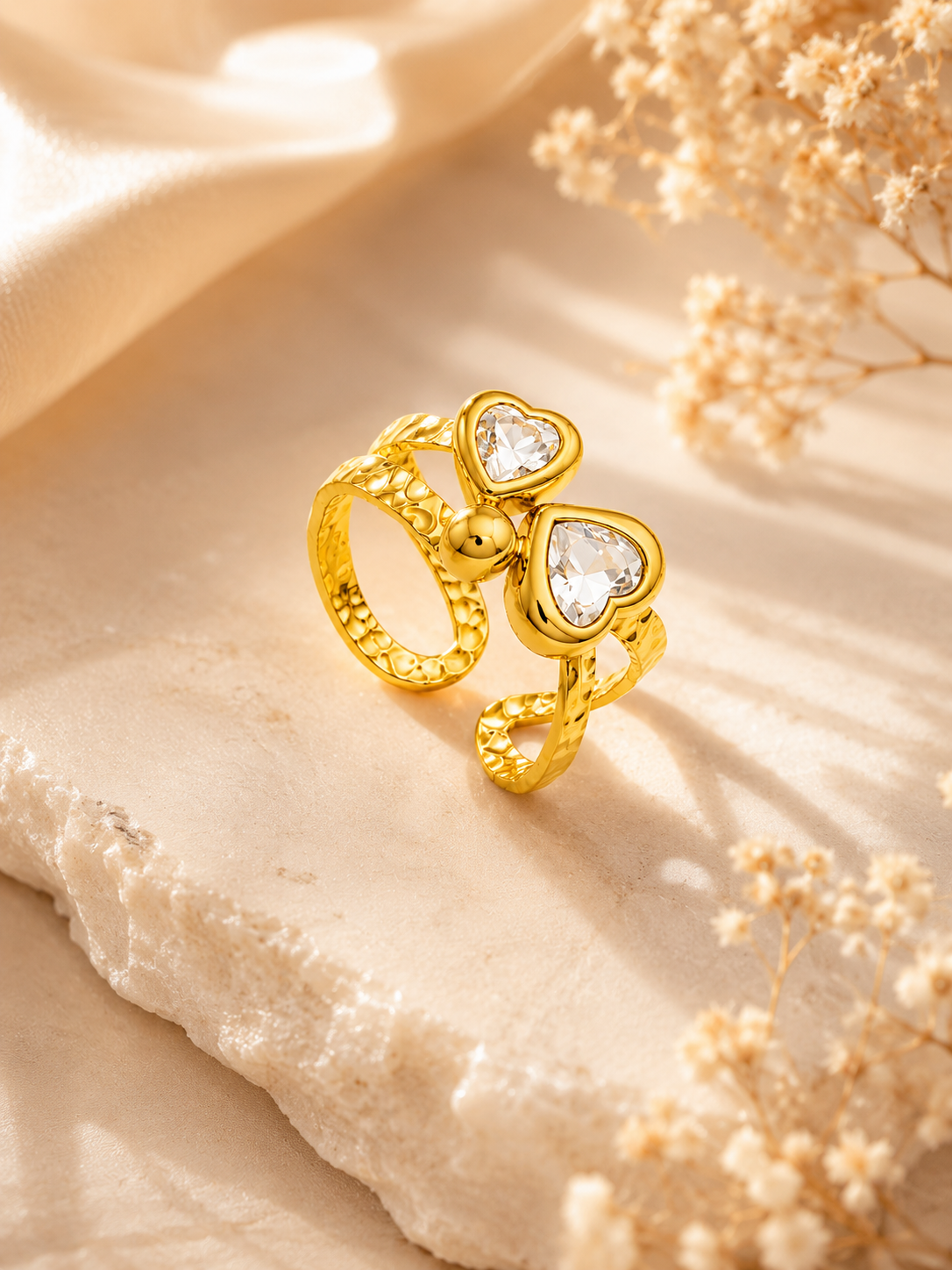 Double Heart Crystal Ring
